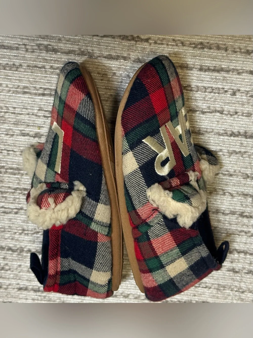 Dearfoams‎ Kids Slippers 🧸 LIL BEAR Plaid Cozy Sherpa Size 9/10